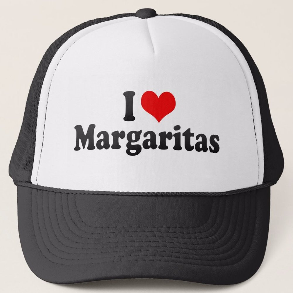 I Love Margaritas Black Trucker Hat